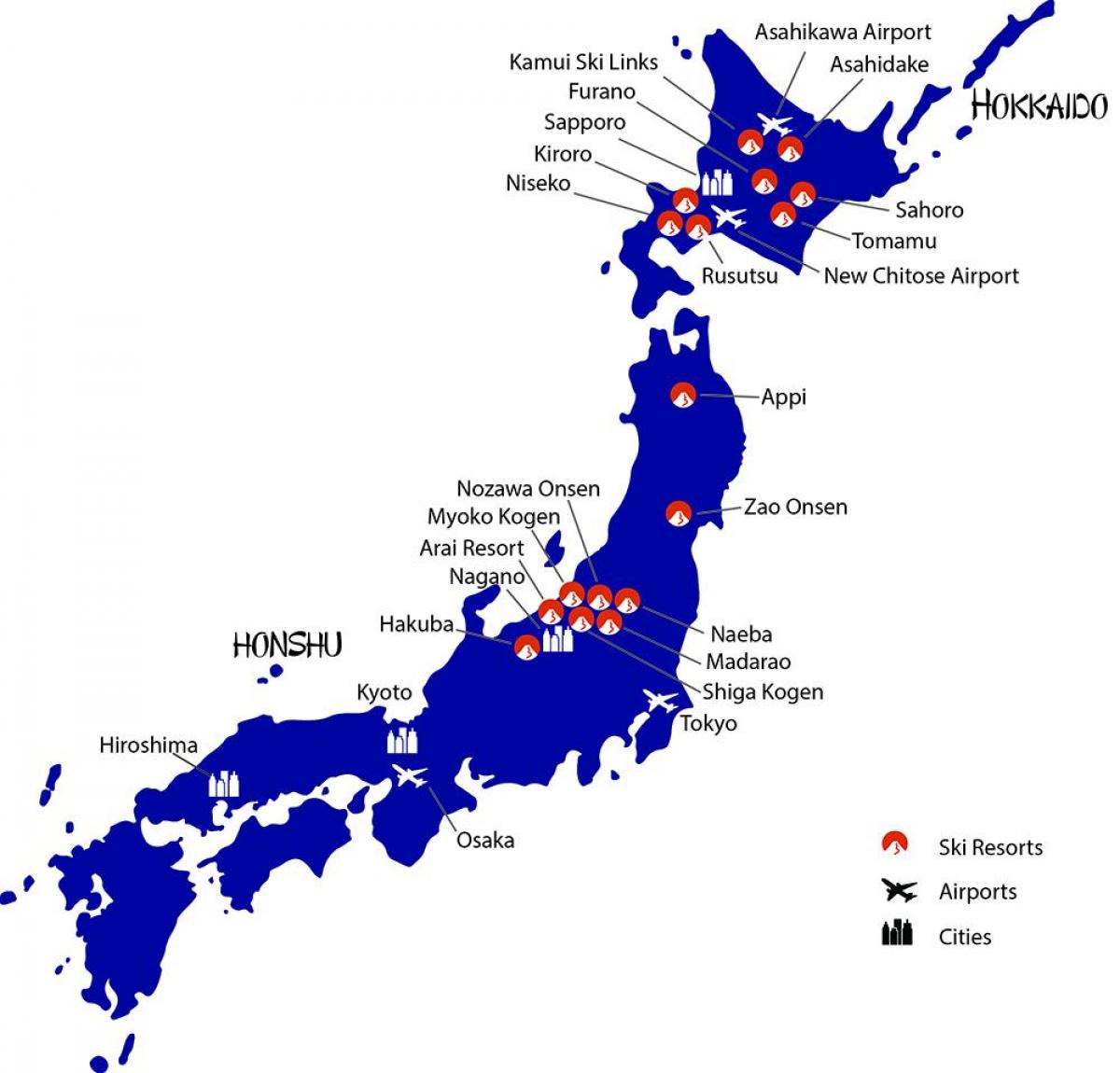 map of japan ski resorts