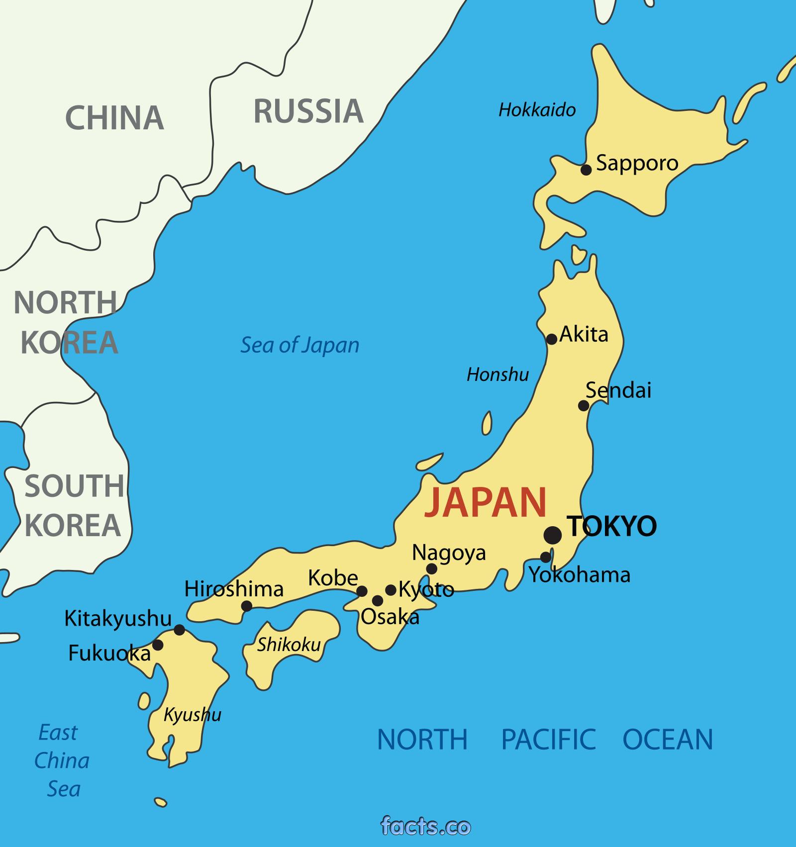 Japan Major Cities Map 