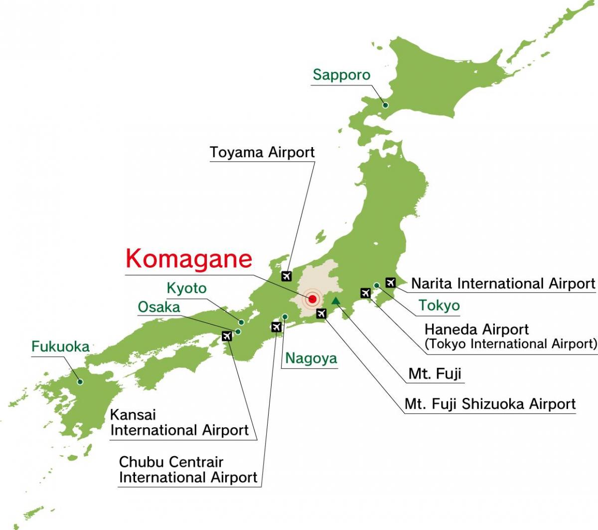 Airports in japan map - Japan map airports (Eastern Asia - Asia)