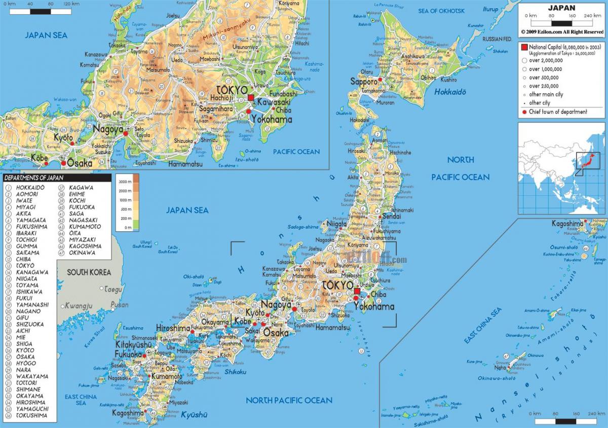 map of japan geographical
