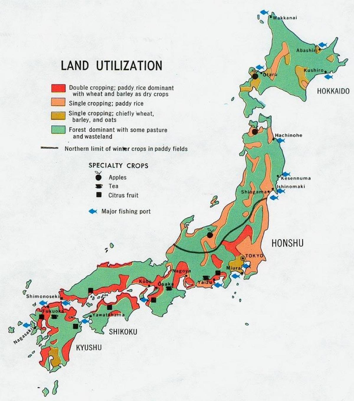 map of japan agriculture