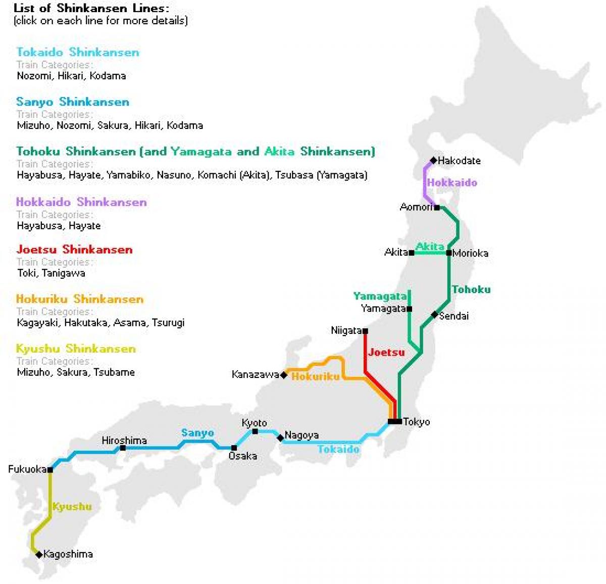 bullet train map japan