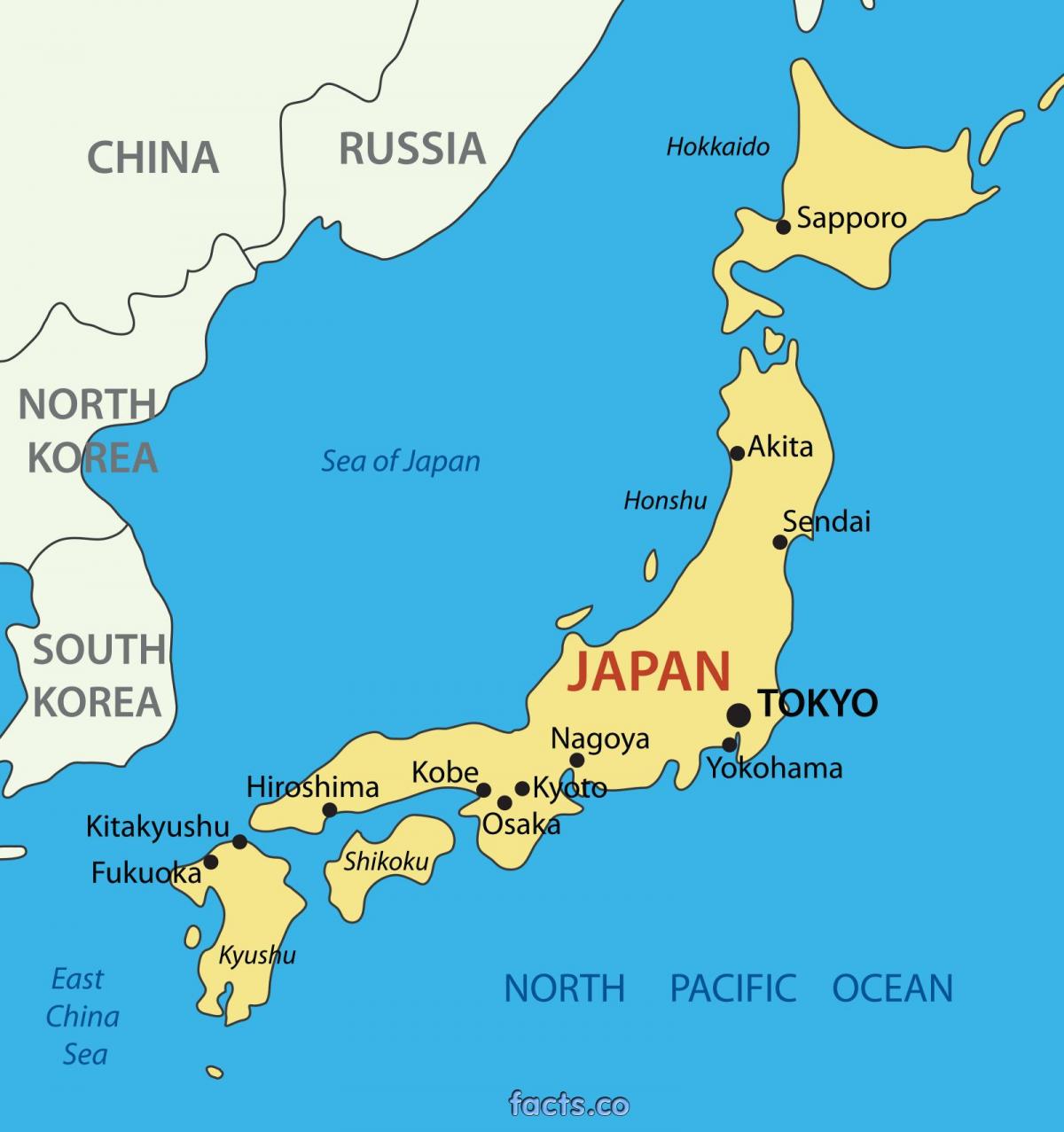 Japan Major Cities Map Japan Map With Major Cities Eastern Asia