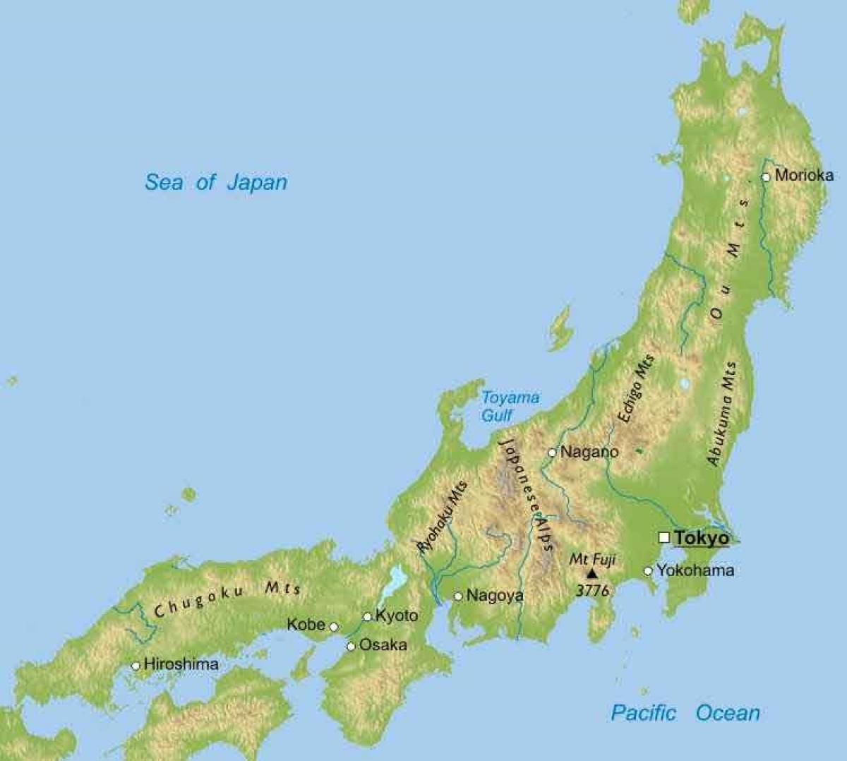 map of mountains in japan