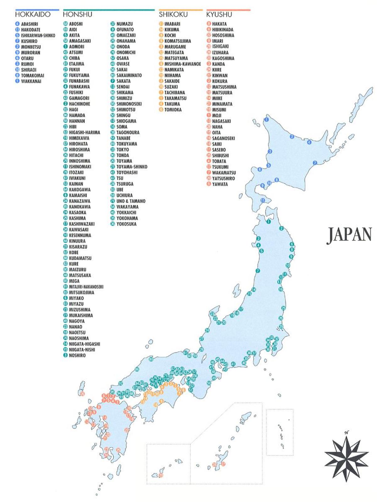 map of japan ports