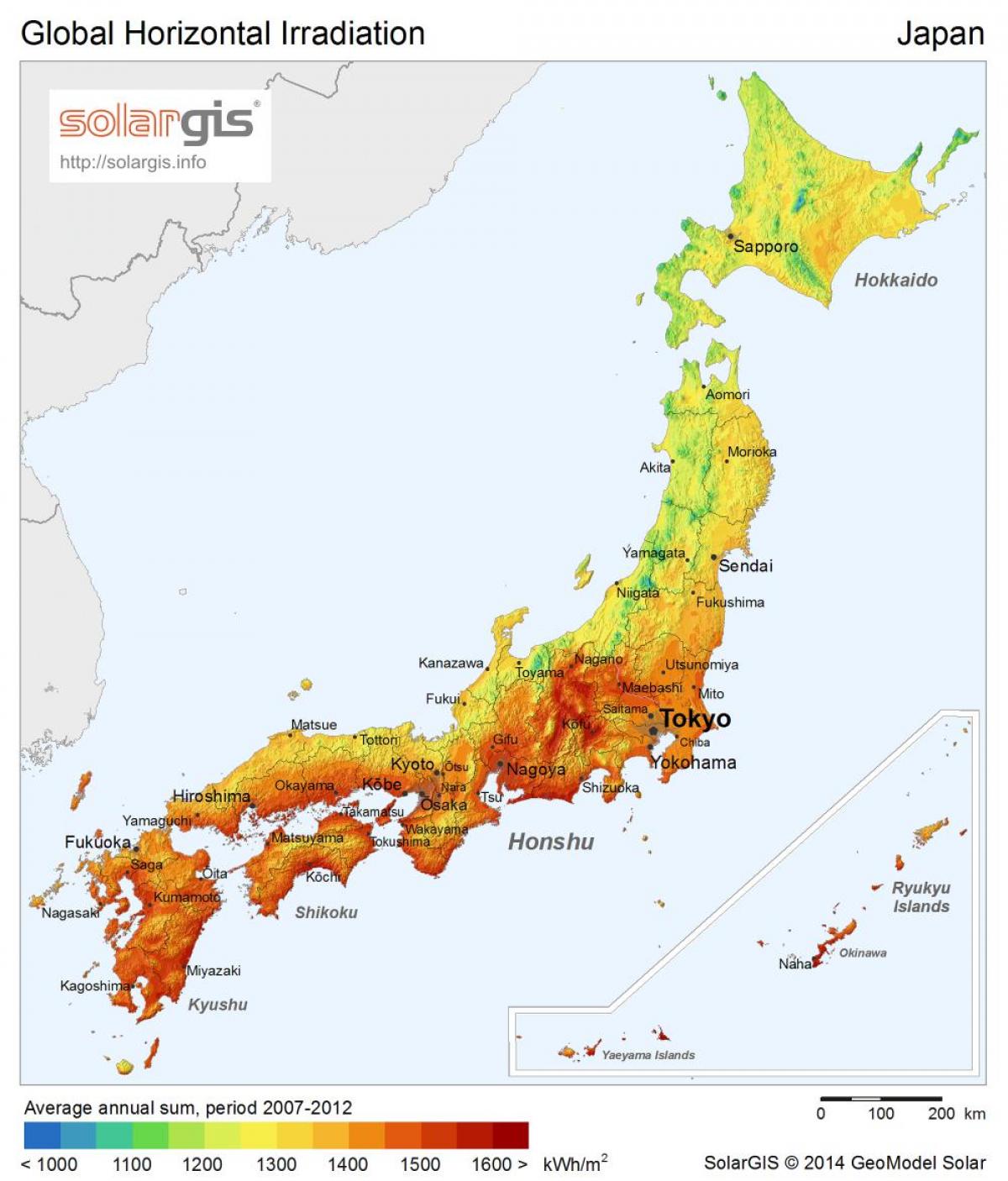 map of japan sunshine