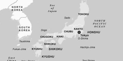 Black and white map of japan